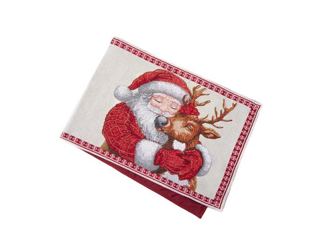 TAPESTRY TABLE RUNNER (SANTA AND REINDEER) (54")